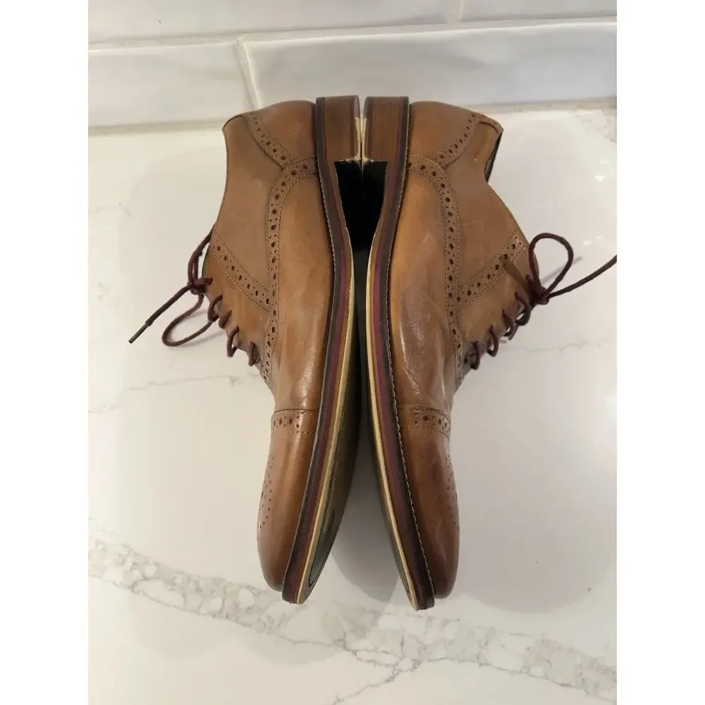 Johnston & Murphy Mens Size 13‎ M Conrad Captoe Oxford Brown Leather Dress Shoe